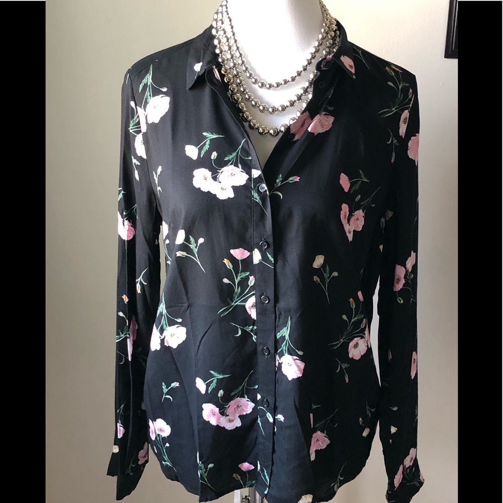 Black and Pink Button Down Shirt